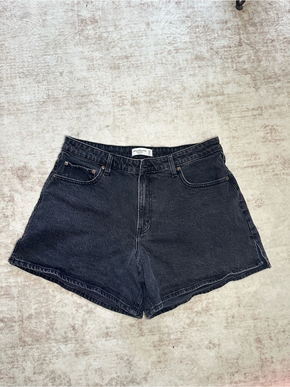 Abercrombie & Fitch Curve Love Black High-Rise Denim Dad Shorts